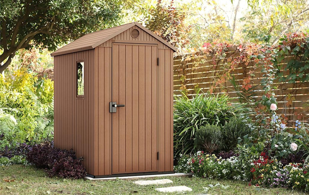 Darwin 4X6 Garden Shed with Natural Wood-Look | Evotech Composite, Weather-Resistant