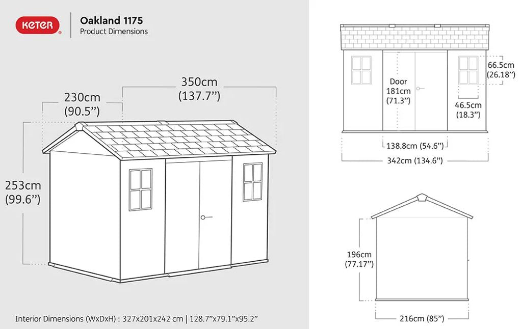 Keter Oakland 11x7.5 ft Grey Resin Outdoor Storage Shed