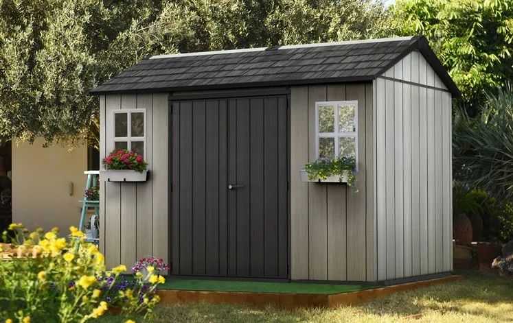Keter Oakland 11x7.5 ft Grey Resin Outdoor Storage Shed