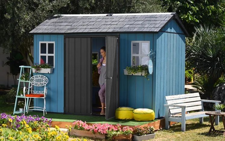 Keter Oakland 11x7.5 ft Grey Resin Outdoor Storage Shed