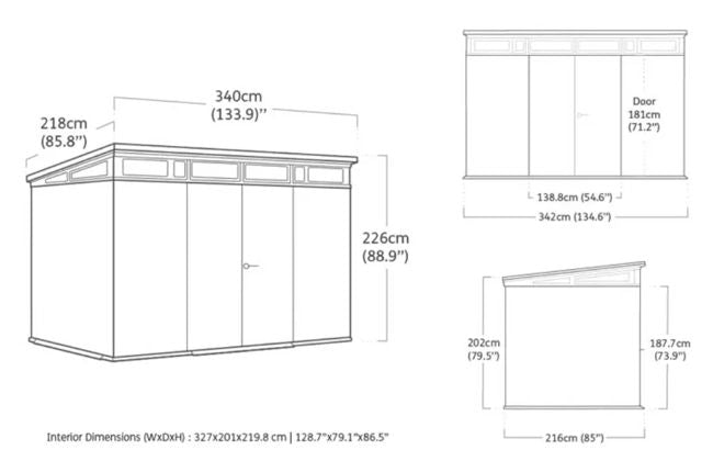Keter Cortina 11x7 ft Resin Storage Shed, Graphite